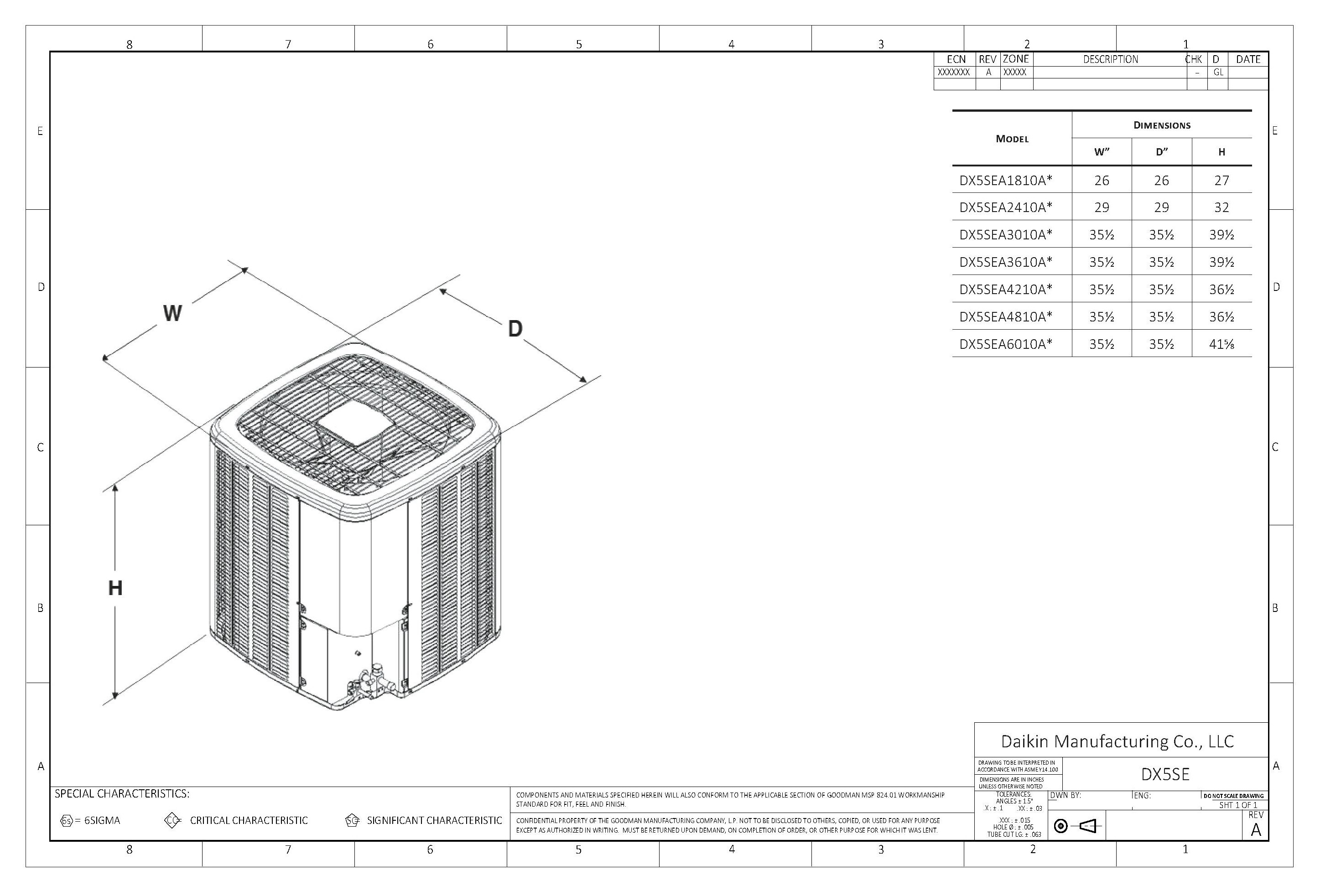 Air Conditioning Condensing Unit DX5SE Series, 15.2 SEER2, Single-Phase ...