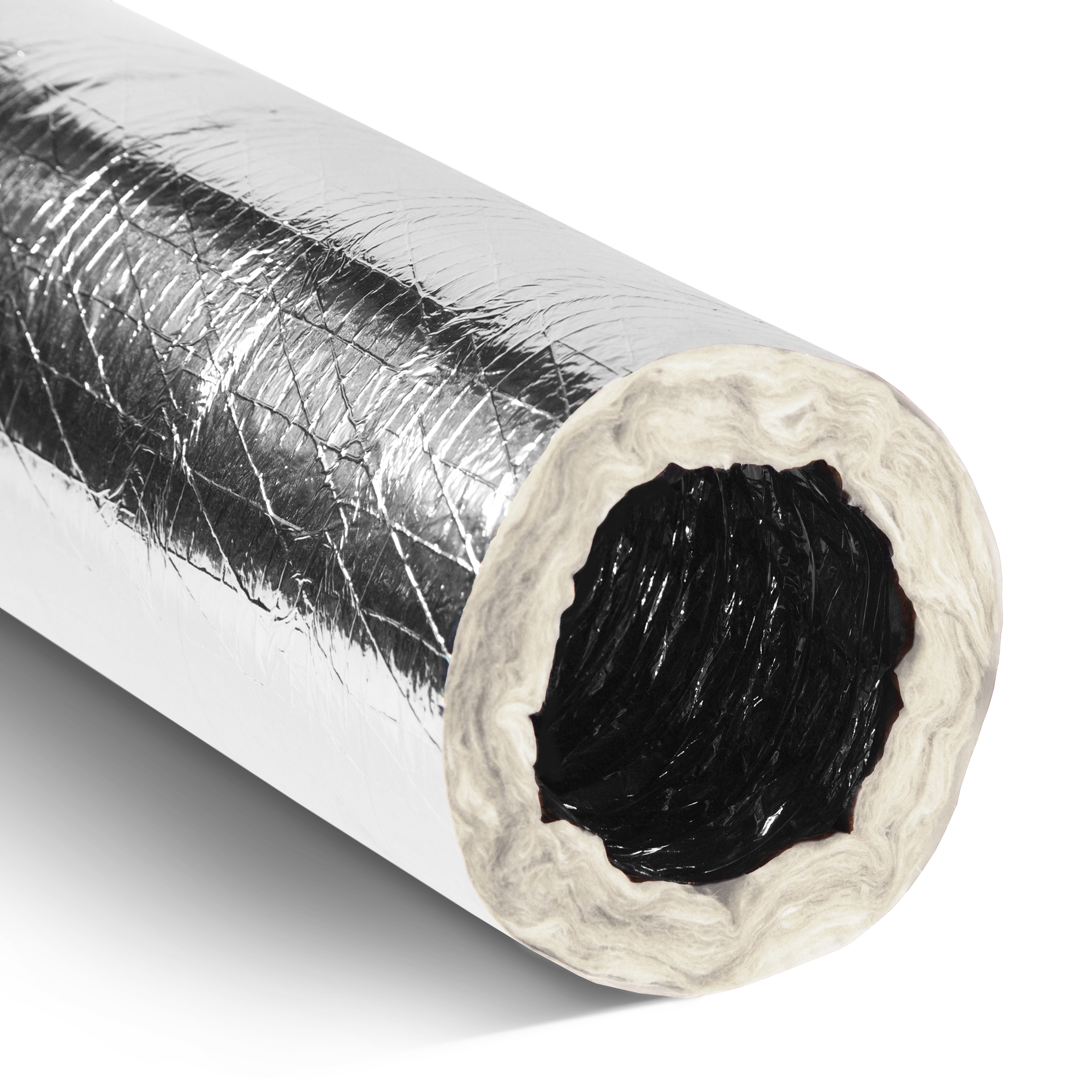 Round Pipe R8 Flexible Duct, Air Rip-Stop, 18 in Dia, 25 ft LG, R8, Round